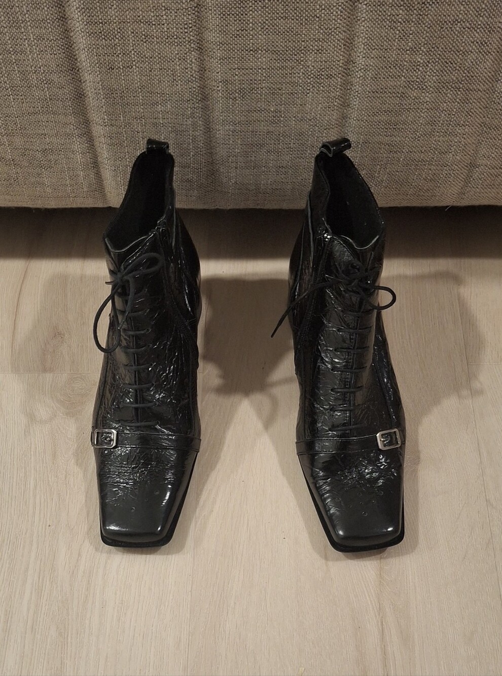 Black Lace-Up Square-Toe Men’s Boots